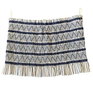 Christian Lacroix Smocked Tube Top Navy Blue White Size Large Designer Strapless